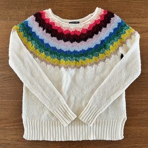 American Eagle Ahh-Mazingly Soft Sweater Cream & Rainbow Fair Isle - Size Small